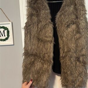 Cato Faux Fur Vest in Brown and Black